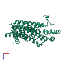 PDB entry 6sdp coloured by chain, top view.