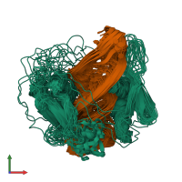 PDB entry 6sdw coloured by chain, ensemble of 20 models, front view.