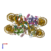 PDB entry 6se0 coloured by chain, top view.