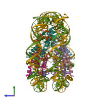 PDB entry 6seg coloured by chain, side view.