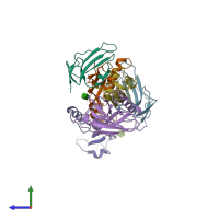 PDB entry 6sf2 coloured by chain, side view.