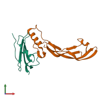 PDB entry 6sf3 coloured by chain, front view.