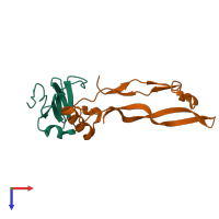 PDB entry 6sf3 coloured by chain, top view.