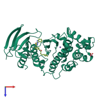 PDB entry 6sfo coloured by chain, top view.