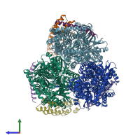 PDB entry 6sgs coloured by chain, side view.