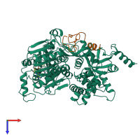 PDB entry 6sh6 coloured by chain, top view.