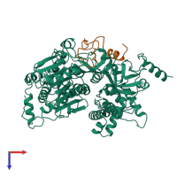 PDB entry 6sh7 coloured by chain, top view.