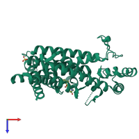 PDB entry 6si5 coloured by chain, top view.