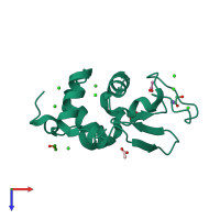 PDB entry 6sij coloured by chain, top view.