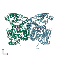 PDB entry 6siz coloured by chain, front view.