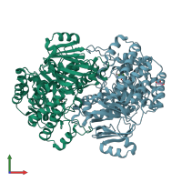 PDB entry 6sj2 coloured by chain, front view.