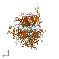 PDB entry 6sj7 coloured by chain, side view.