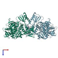 PDB entry 6sj9 coloured by chain, top view.