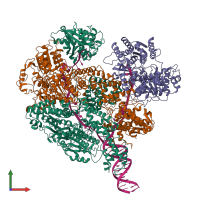 PDB entry 6sje coloured by chain, front view.