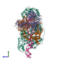 PDB entry 6sje coloured by chain, side view.