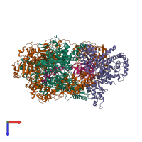 PDB entry 6sje coloured by chain, top view.