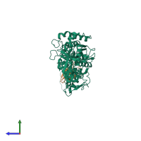 PDB entry 6ski coloured by chain, side view.