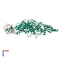 PDB entry 6ski coloured by chain, top view.