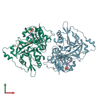 PDB entry 6skj coloured by chain, front view.