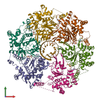 PDB entry 6sko coloured by chain, front view.