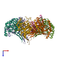 PDB entry 6sko coloured by chain, top view.