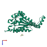 PDB entry 6sl9 coloured by chain, top view.