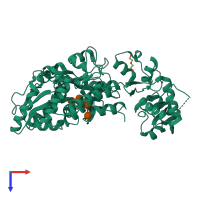 PDB entry 6smv coloured by chain, top view.