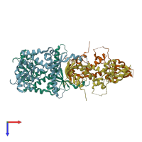 PDB entry 6snv coloured by chain, top view.