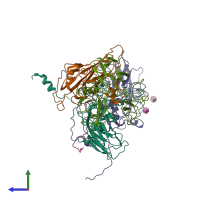 PDB entry 6snw coloured by chain, side view.