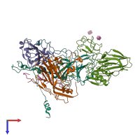 PDB entry 6snw coloured by chain, top view.