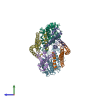 PDB entry 6so5 coloured by chain, side view.