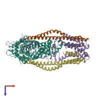 PDB entry 6so5 coloured by chain, top view.