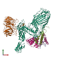 PDB entry 6soa coloured by chain, front view.