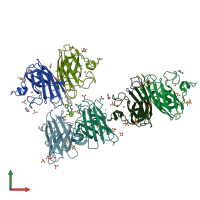 PDB entry 6spj coloured by chain, front view.