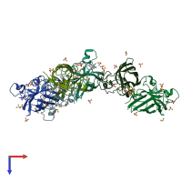 PDB entry 6spj coloured by chain, top view.