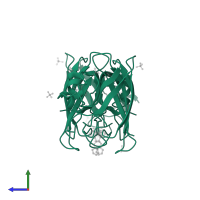 Superoxide dismutase [Cu-Zn] in PDB entry 6spj, assembly 2, side view.