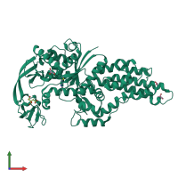 Monomeric assembly 1 of PDB entry 6spo coloured by chemically distinct molecules, front view.