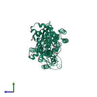 PDB entry 6spo coloured by chain, side view.