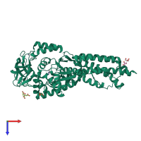 PDB entry 6spo coloured by chain, top view.