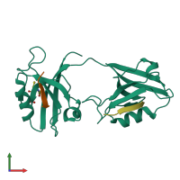 PDB entry 6spz coloured by chain, front view.
