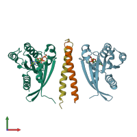 PDB entry 6sq2 coloured by chain, front view.