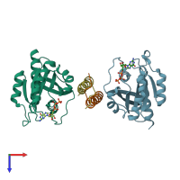 PDB entry 6sq2 coloured by chain, top view.