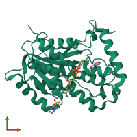 PDB entry 6sq9 coloured by chain, front view.