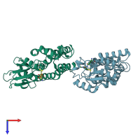 PDB entry 6sr8 coloured by chain, top view.