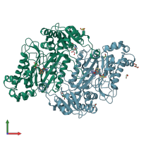PDB entry 6sre coloured by chain, front view.