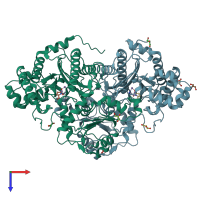 PDB entry 6sre coloured by chain, top view.