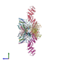 PDB entry 6srs coloured by chain, side view.