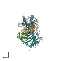 PDB entry 6ss7 coloured by chain, side view.