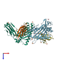 PDB entry 6ss7 coloured by chain, top view.
