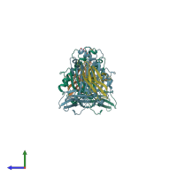 PDB entry 6ss9 coloured by chain, side view.